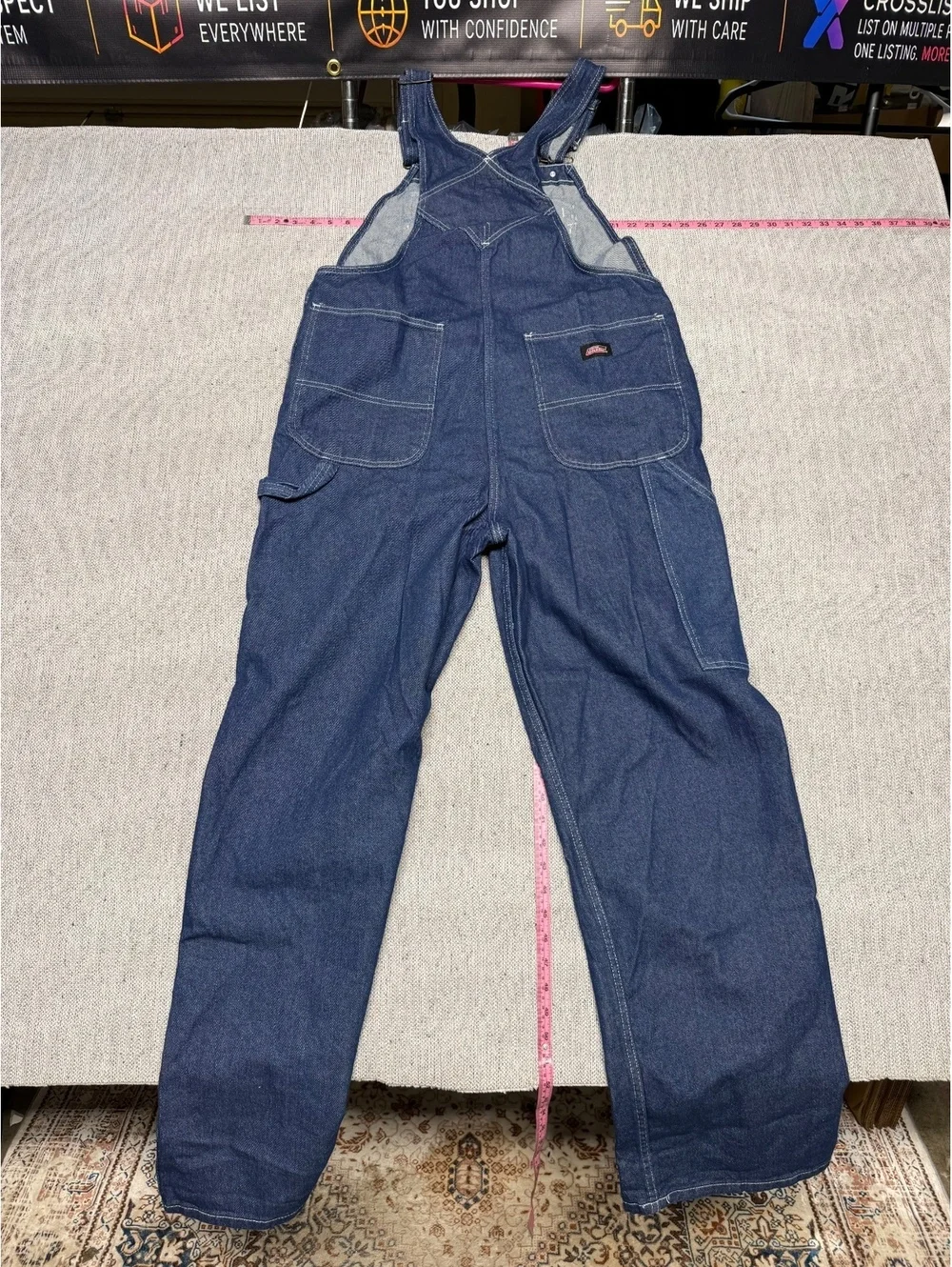 Dickies Genuine Denim Overalls with Front Pockets and Red MR